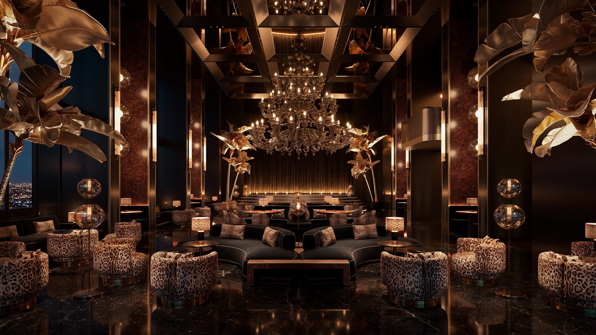 888 Brickell Residences chandeliered lounge, Brickell Miami, club ambiance for ultra luxury and luxury condos, preconstruction. Featuring interior and chandelier.