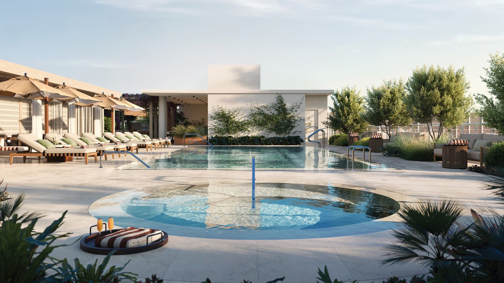 THE WELL Bay Harbor Islands luxury poolside retreat—Bay Harbor Islands, Miami; boutique resort lifestyle in luxury and ultra luxury condos; preconstruction.