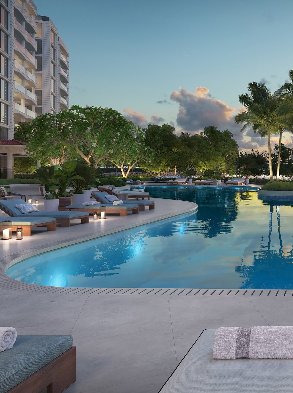 Two swimming pools with plenty of lavish areas to enjoy sunrises and sunsets thanks to the perfect South Florida weather.