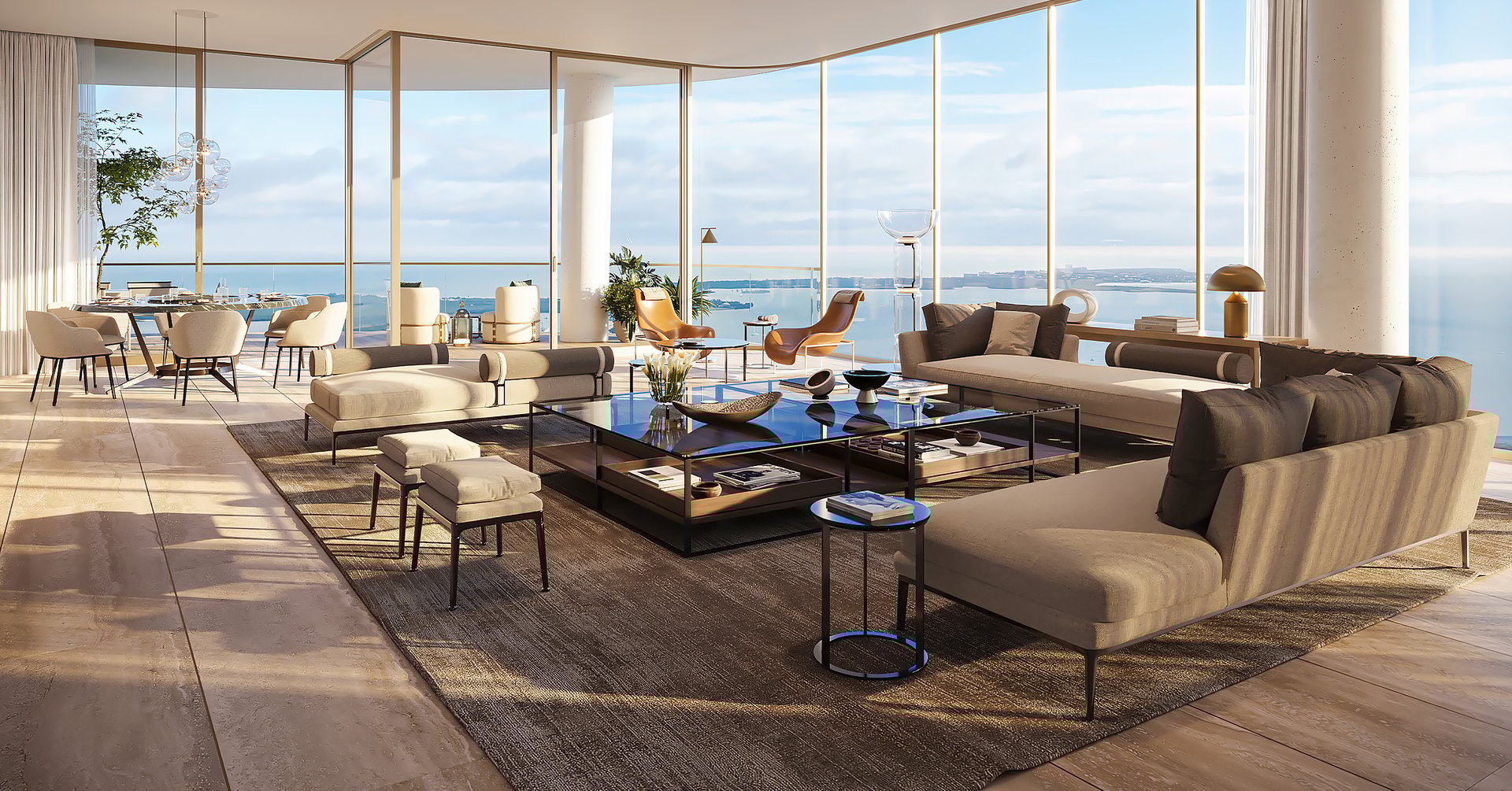 With expansive glass walls and terraces, the residences frame sweeping views of Biscayne Bay and the skyline. Light-filled and elegantly detailed, each home is crafted to embody privacy, serenity, and contemporary sophistication.