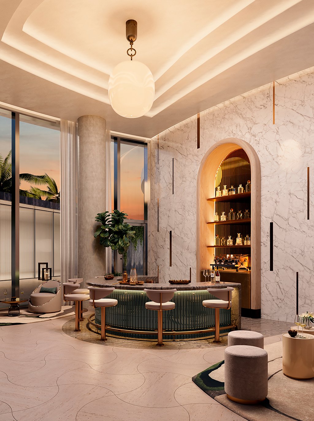 Rivage features a private dining room with chef’s table, and a bespoke wine room, in addition to a signature restaurant, exclusive to residents.