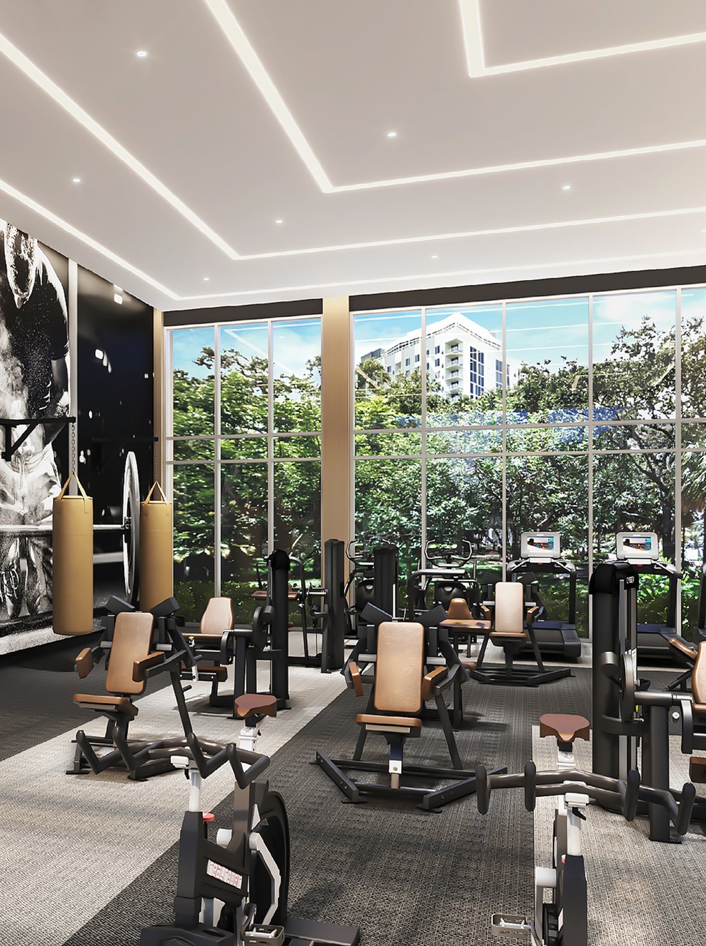 The state-of-the-art fitness center is an integral part of Sixth & Rio's amenities, offering residents advanced equipment and space to maintain an active lifestyle.
