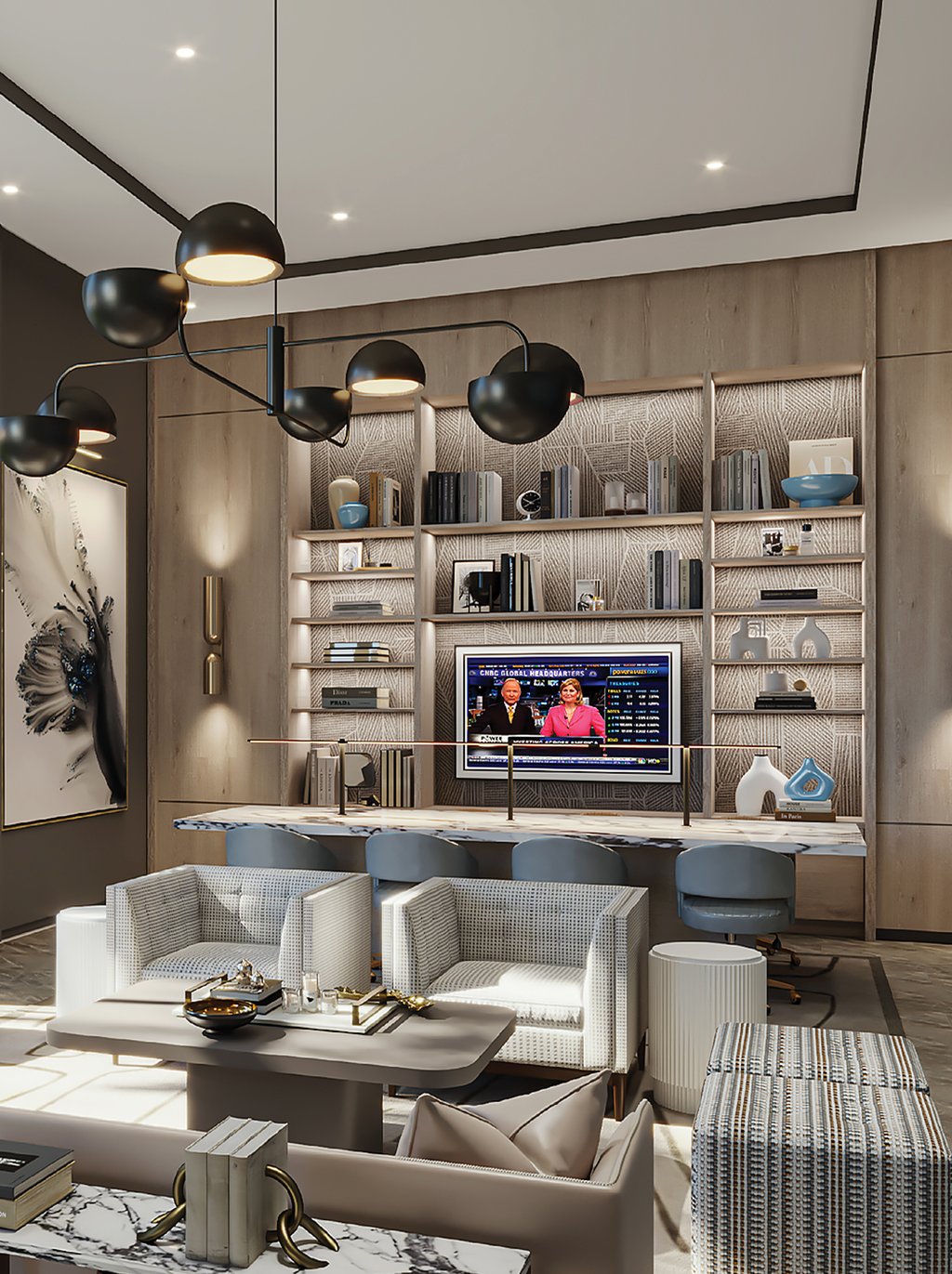 This club room is an inviting space that features a relaxing lounge and a pool table, fostering community and social interaction among residents.