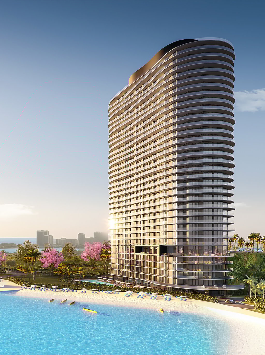 A private beach club with sandy beaches and a seven-acre Crystal LagoonTM, beach cabanas, picnic spots, and water activities including kayaking, paddle boarding and snorkeling.