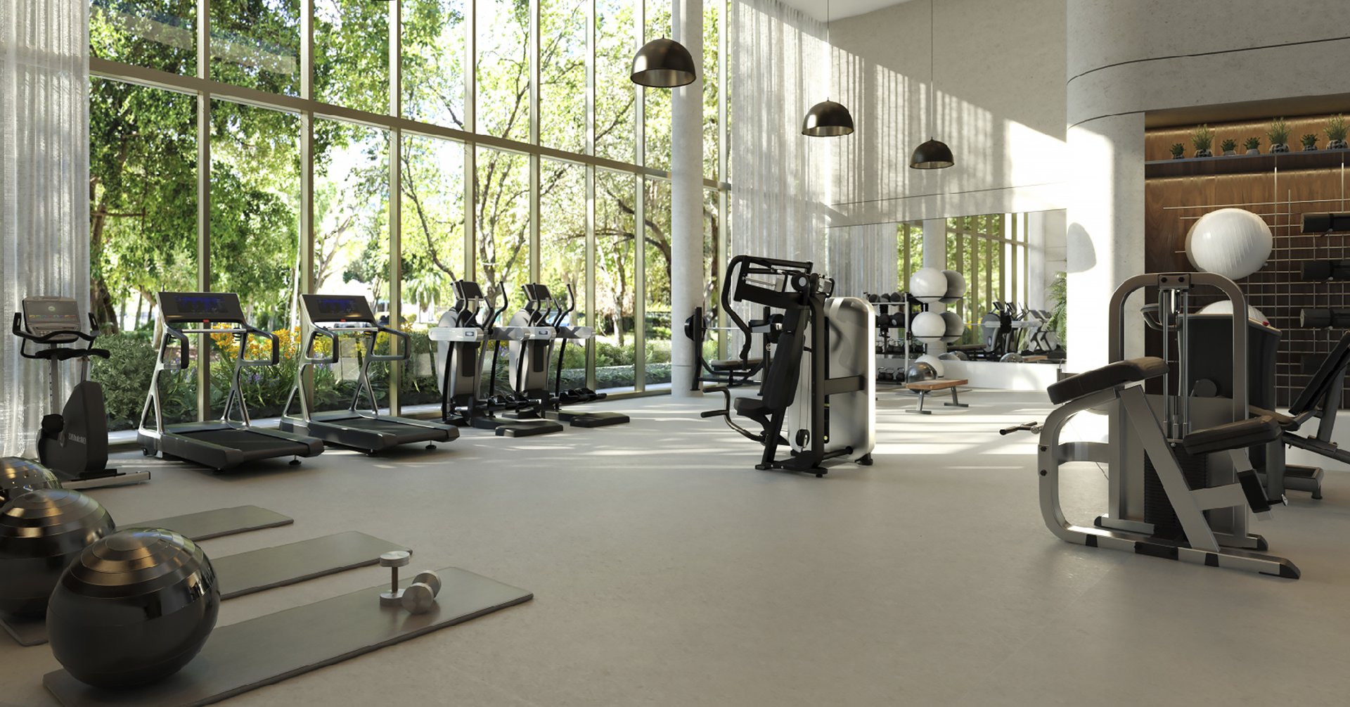 A world-class state-of-the-art fitness center designed by Homage Fitness, with a cycling lounge & workshop, and cycle storage. All spaces follow the WELL Building Standard™ designation to enhance human health and well-being.