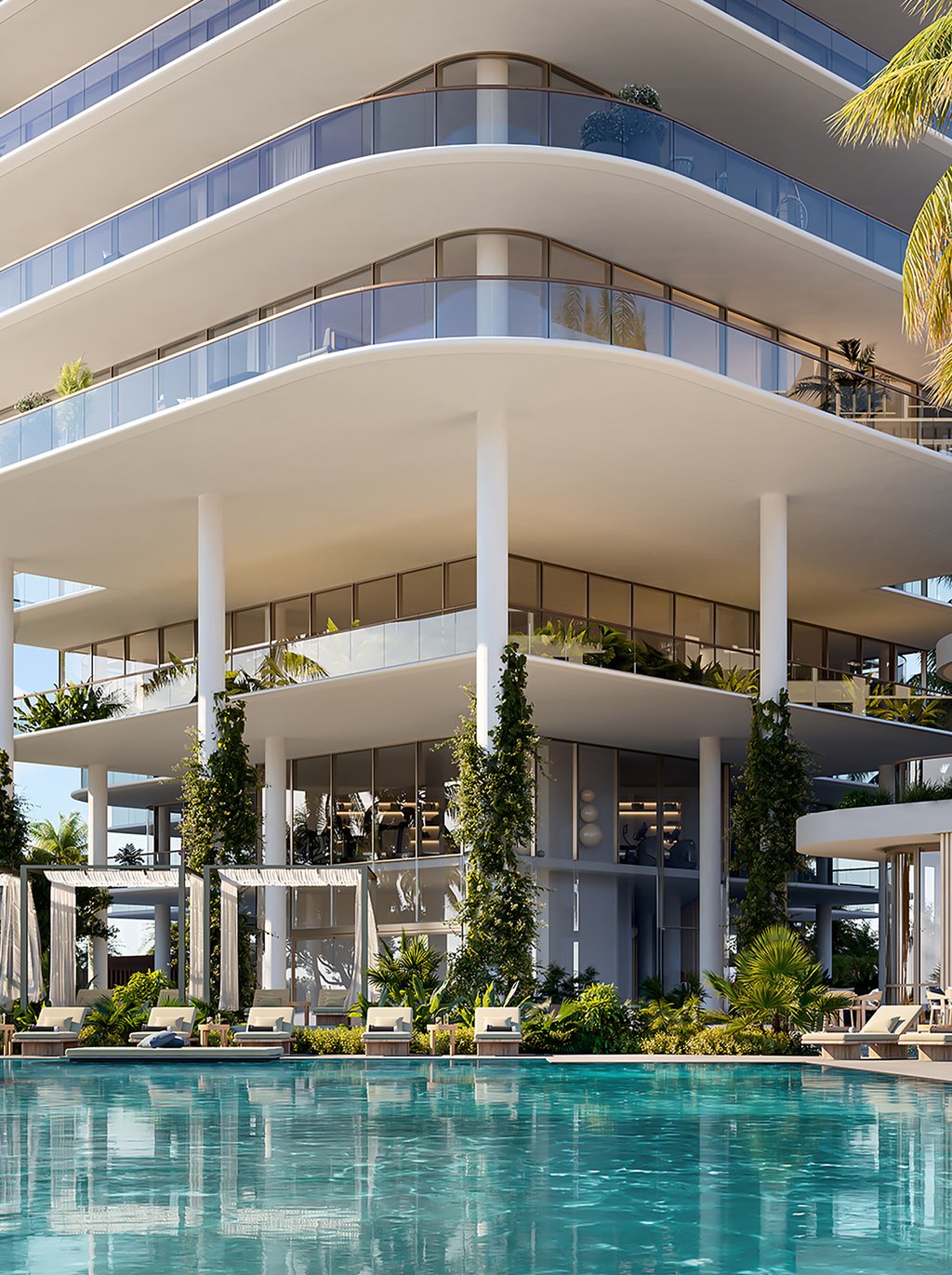 The beachside swimming pool includes sunbeds, cabanas, and poolside food & beverage service. Additionally, the Sunrise lounge offers a catering kitchen for entertaining and events.