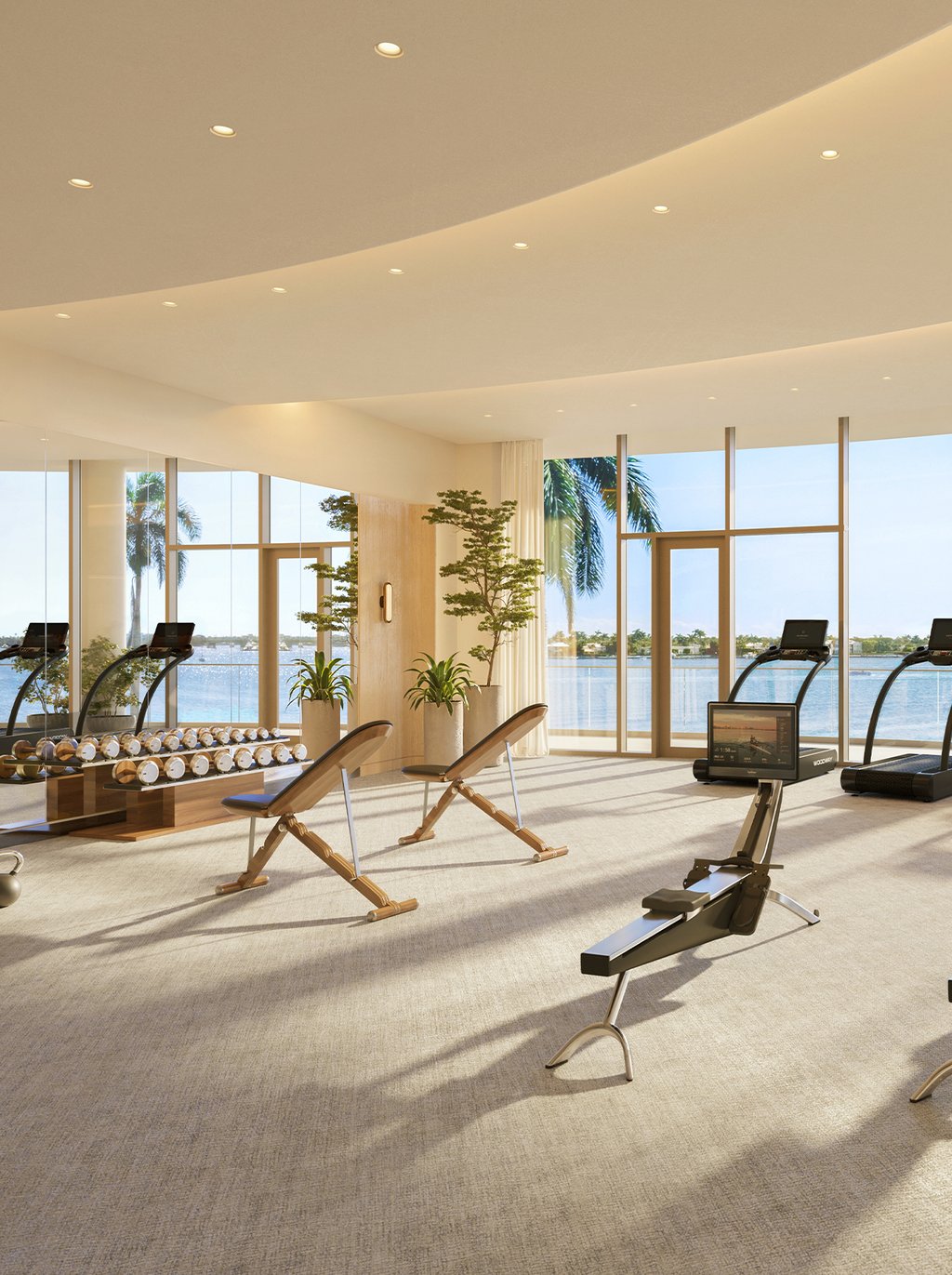 The luxurious spa suite, advanced fitness center, and yoga room promote a healthy, balanced lifestyle, integrating wellness into daily living.