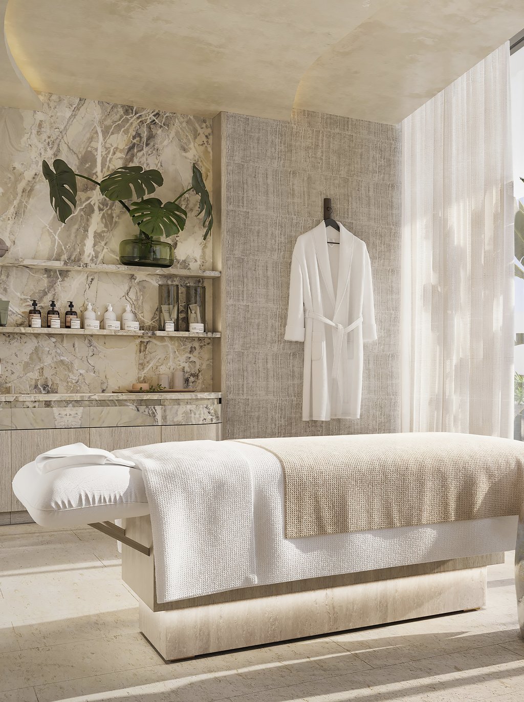 Indulge in wellness-focused amenities, featuring a full-service spa, a cutting-edge fitness center, and dedicated movement studios for a holistic approach to health and well-being.