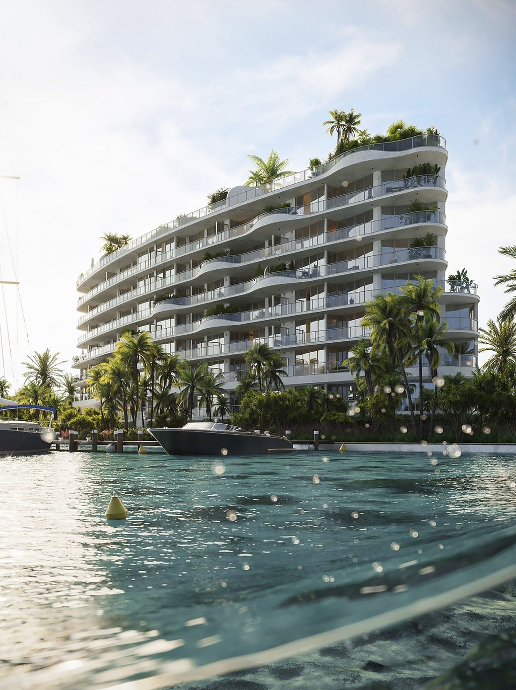 The marina at Onda features 14 slips for boats ranging from 30 to 55 feet, direct ocean access through Haulover Inlet and water sports launch dock for those water lovers.