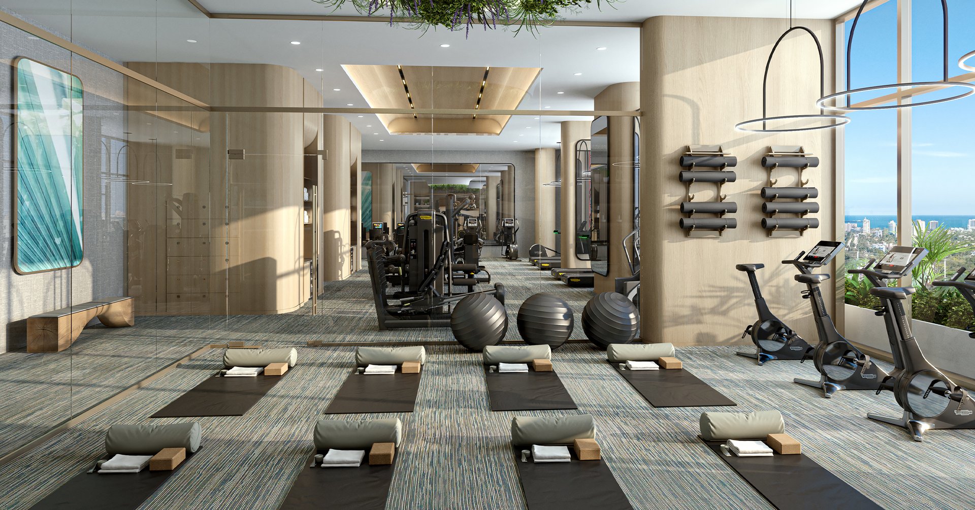 On the 10th floor, a paramount focus on health and well-being is embodied in a cutting-edge fitness center.