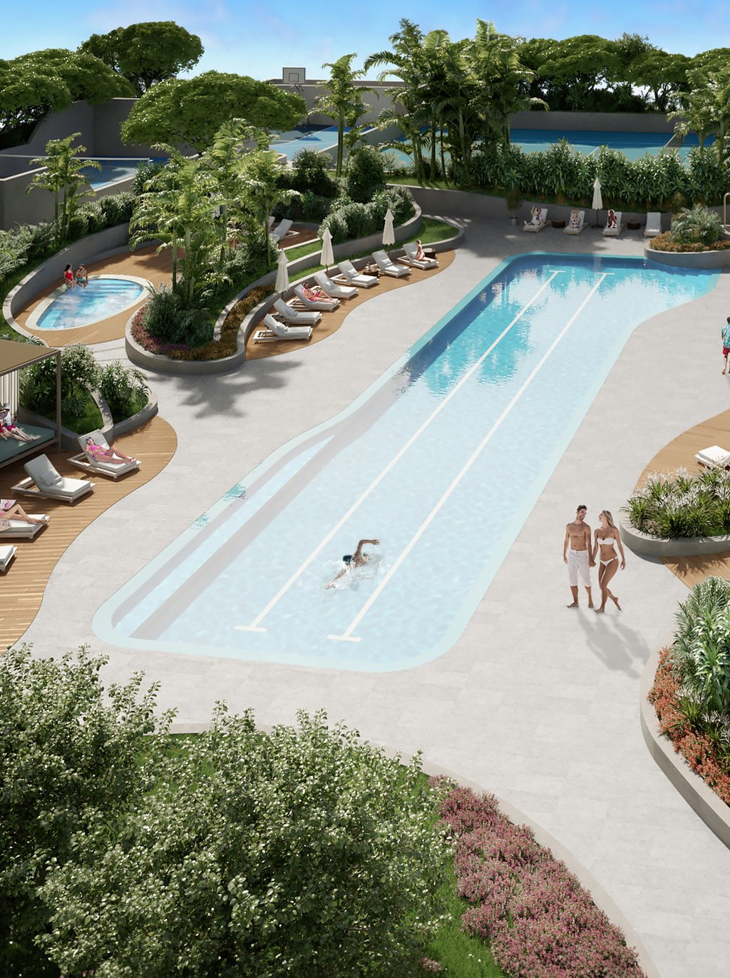 Aria Reserve features over 2 acres of splendid amenities, including a semi-olympic size pool, BBQ patio, kid’s splash pad, children’s playground area, and a mini-golf.