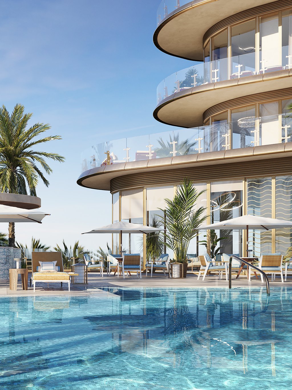 The serviced pool deck provides a luxurious setting for relaxation and leisure, complete with attentive staff and thoughtful amenities. Residents can unwind in style while enjoying the serene ambience and stunning views of the surrounding landscape.