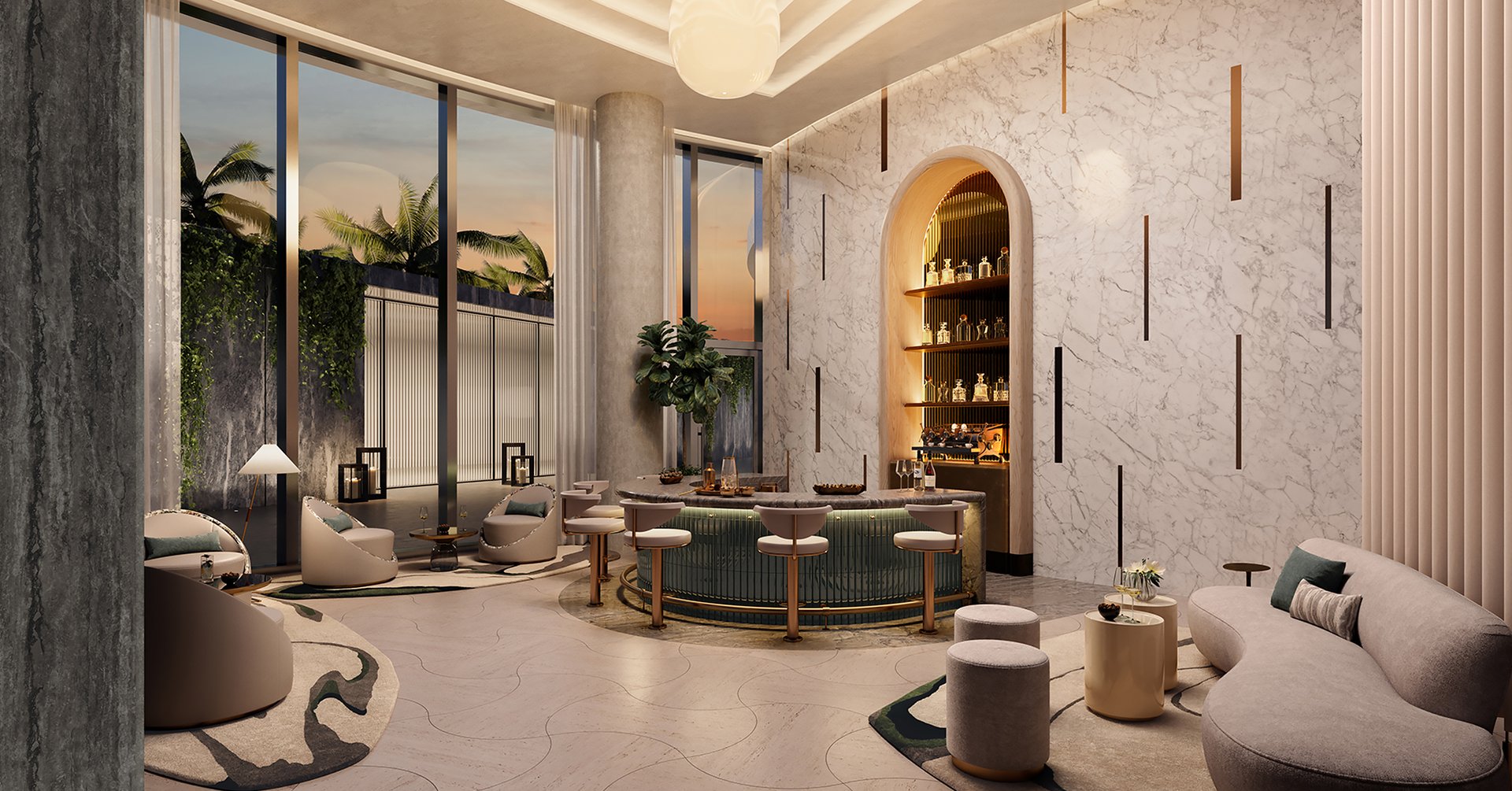 Rivage features a private dining room with chef’s table, and a bespoke wine room, in addition to a signature restaurant, exclusive to residents.