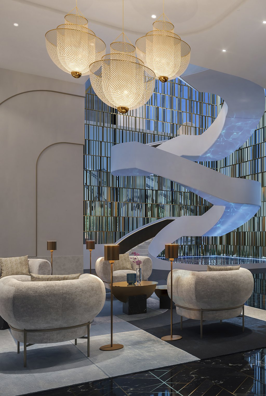 Set to become Miami’s tallest tower at 1,049 feet above the ground, Waldorf Astoria Residences Miami is an ultra-luxury development coming to Biscayne Boulevard, just minutes away from the new Miami World Center. This spectacular 100-story high-rise, developed by PMG (Property Markets Group) and Greybrook Realty Partners, will cover 800,000 square foot of land overlooking Biscayne Bay, Brickell Avenue, Downtown Miami, Key Biscayne, and South Beach. This magnificent building will enhance the Miami skyline with a unique futuristic design by acclaimed Carlot Ott and Sieger Suarez. The spectacular amenities at Waldorf Astoria Residences will set the bar high and will redefine the meaning of a luxury condo project in Miami.