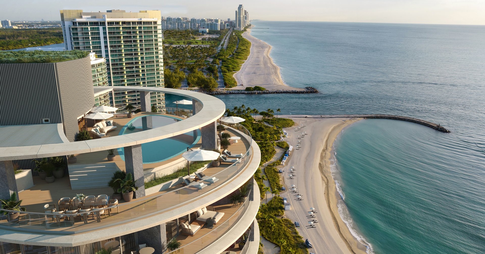 As South Florida’s first ultra-luxury penthouse focused on longevity and wellness, Ocean Penthouse introduces a private wellness program anchored by spaces dedicated to movement, recovery, and restorative ritual. The uppermost level creates a discreet sky setting for open-air living and private entertaining, while Rivage’s service model supports a daily rhythm of hospitality, residential care, and health-oriented ease. Together, these elements position wellness not as an addition to the residence, but as one of its defining architectural principles.