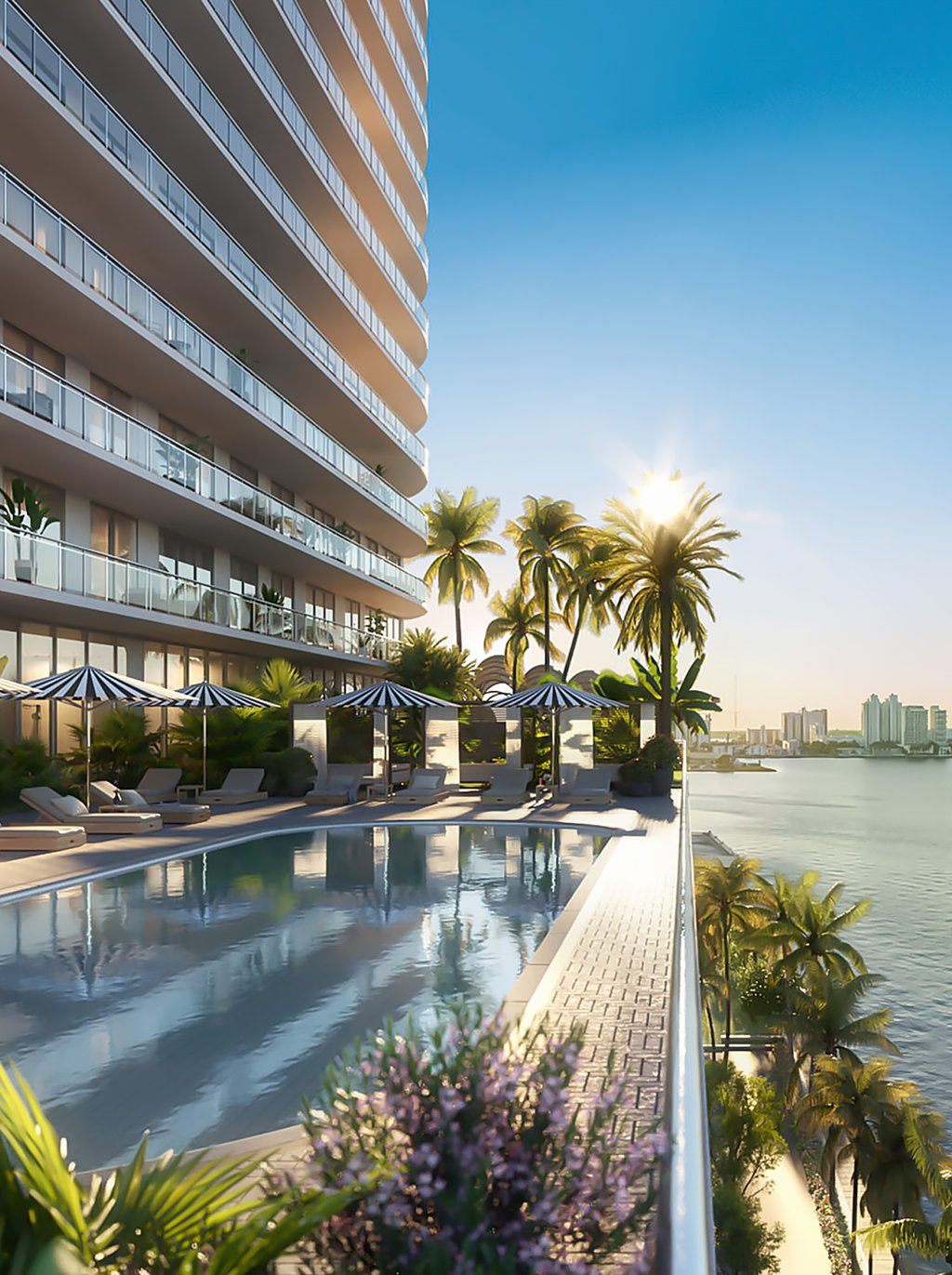Continuum Club & Residences, an exceptional new residential property, boasts a coveted waterfront location on the exclusive island of North Bay Village. This prime neighborhood offers seamless access to Miami's stunning beaches, the Design District, Bal Harbour shops, Wynwood, and a selection of prestigious private schools in South Florida. Continuum Club & Residences, North Bay is conceived as a distinguished successor to the outstanding achievements of the original Continuum South Beach.