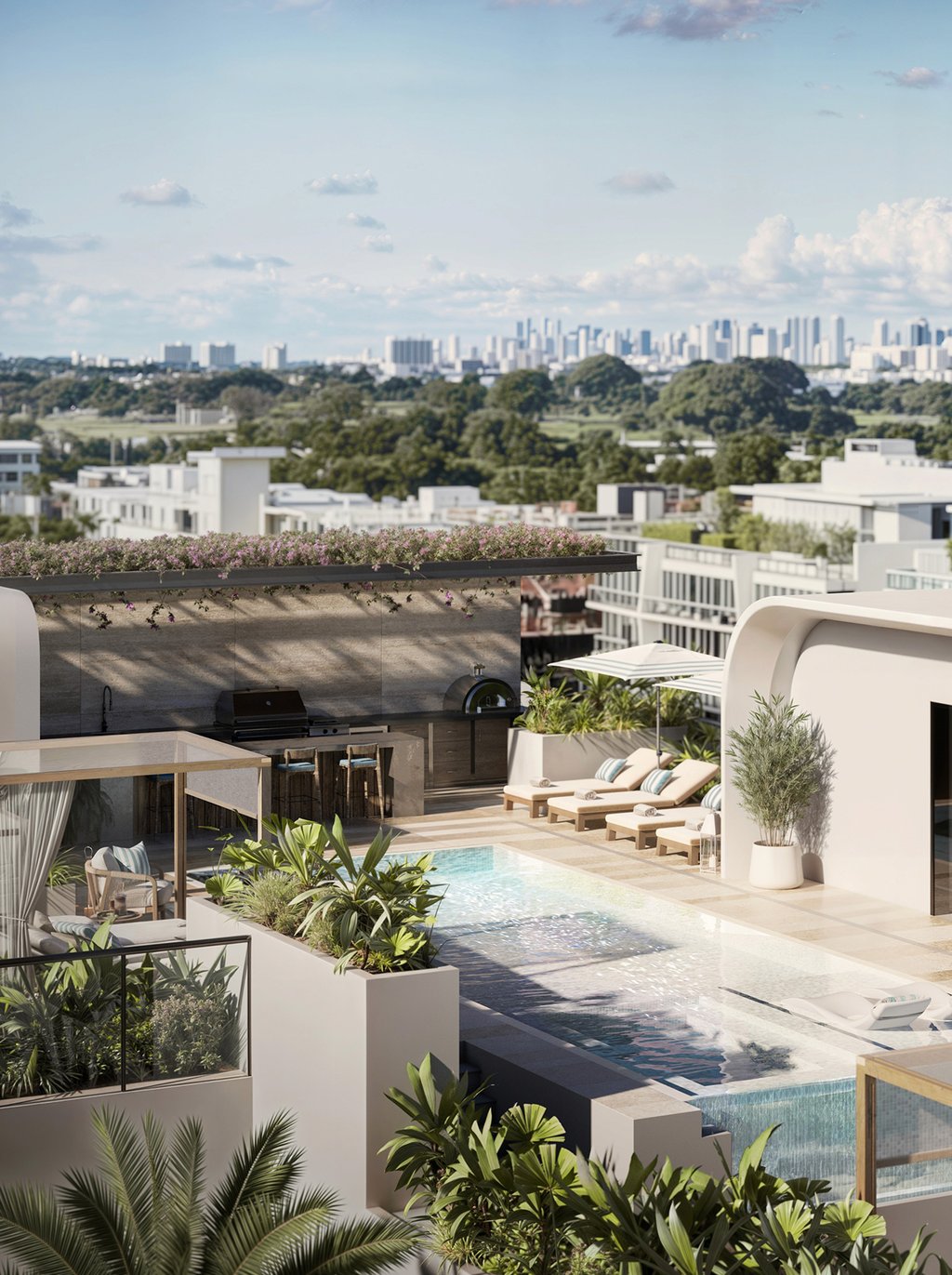 Dedicated hosting areas invite gatherings that feel effortless and discreet, anchored by a summer kitchen and BBQ for al fresco dining. Secure entry and private elevator access keep arrivals seamless, while generous terraces extend entertaining into open air year-round with ease.