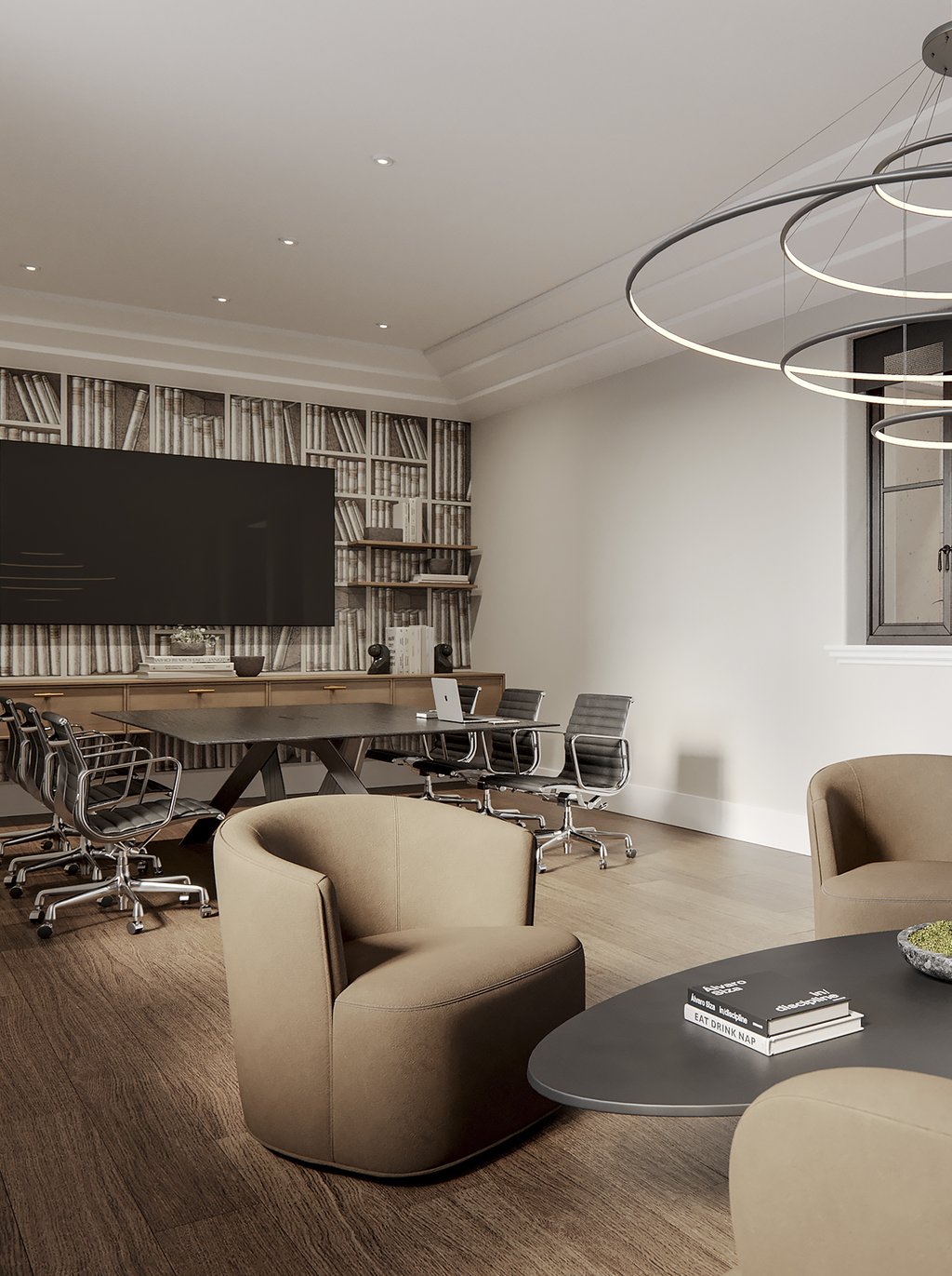 Residents will find a business center with modern stations and elegant spaces to host meetings, gather around, or get an extra shot of focus.