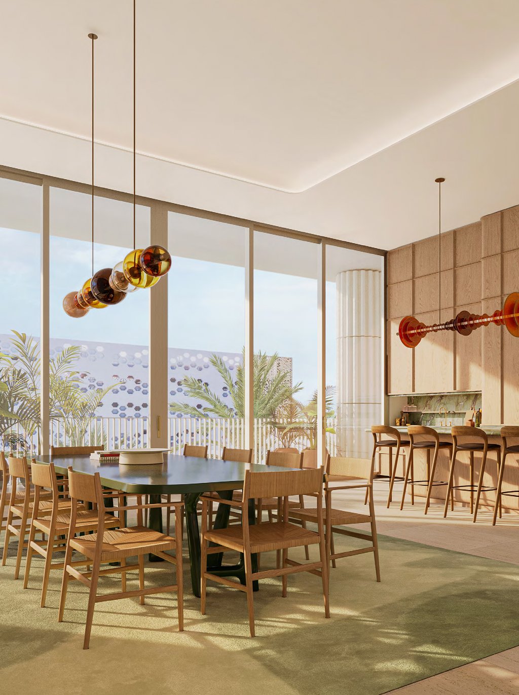 Elegant resident lounges provide quiet places to gather, read, or host intimate moments, echoing the district’s gallery culture. Thoughtfully designed interiors and shaded outdoor zones invite conversation and calm, creating a private social layer above the neighborhood’s art and retail scene.