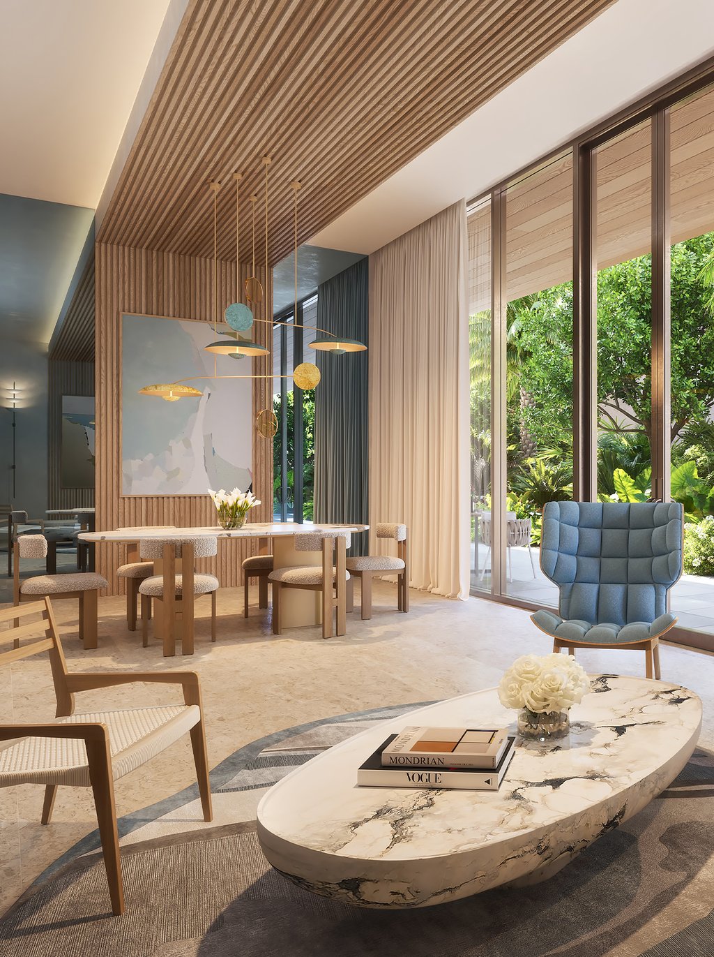 The Palmetto Bar is an exclusive, residents-only lounge designed for socializing and unwinding in a sophisticated and comfortable setting, fostering a sense of community and camaraderie among the residents.