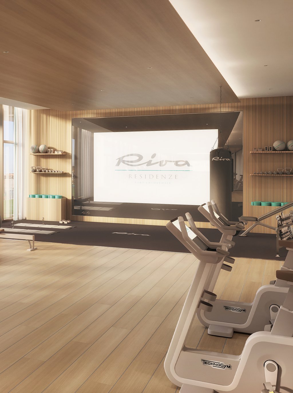 Holistic spaces featuring a TechnoGym fitness center, yoga and pilates studio, a lap pool, steam room, sauna, and jacuzzi, and a Japanese-inspired meditation garden.