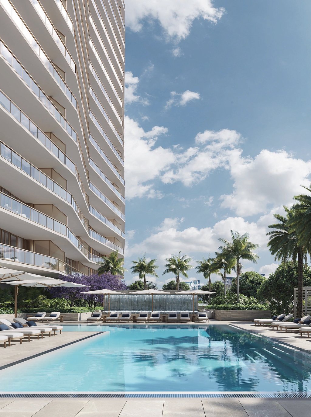 On the seventh-floor terrace, a resort-style family pool with sun decks, spa pool, and private cabanas anchors an expansive outdoor playground, complemented by a state-of-the-art fitness center, open-air yoga lawn, serene spa with saunas and steam, and dedicated playrooms for children and teens.